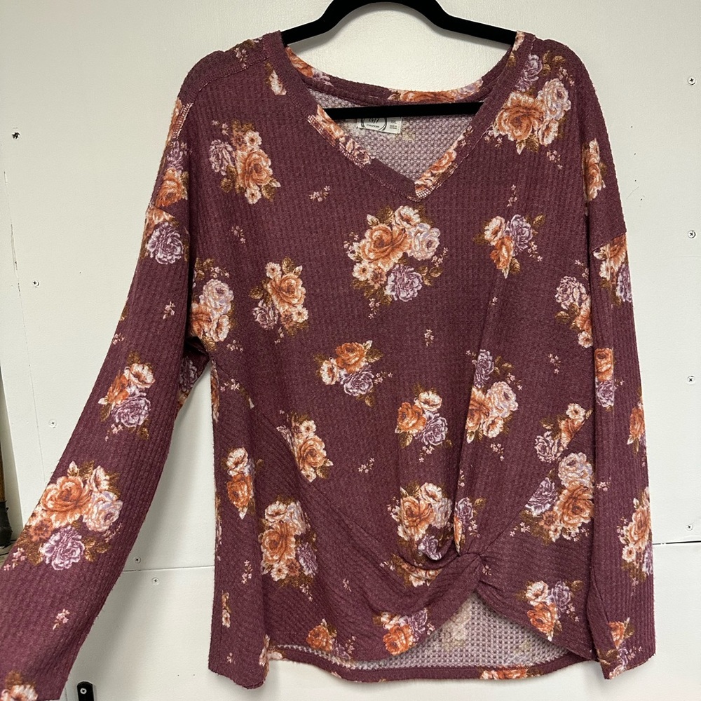 Floral Top Waffle Knit